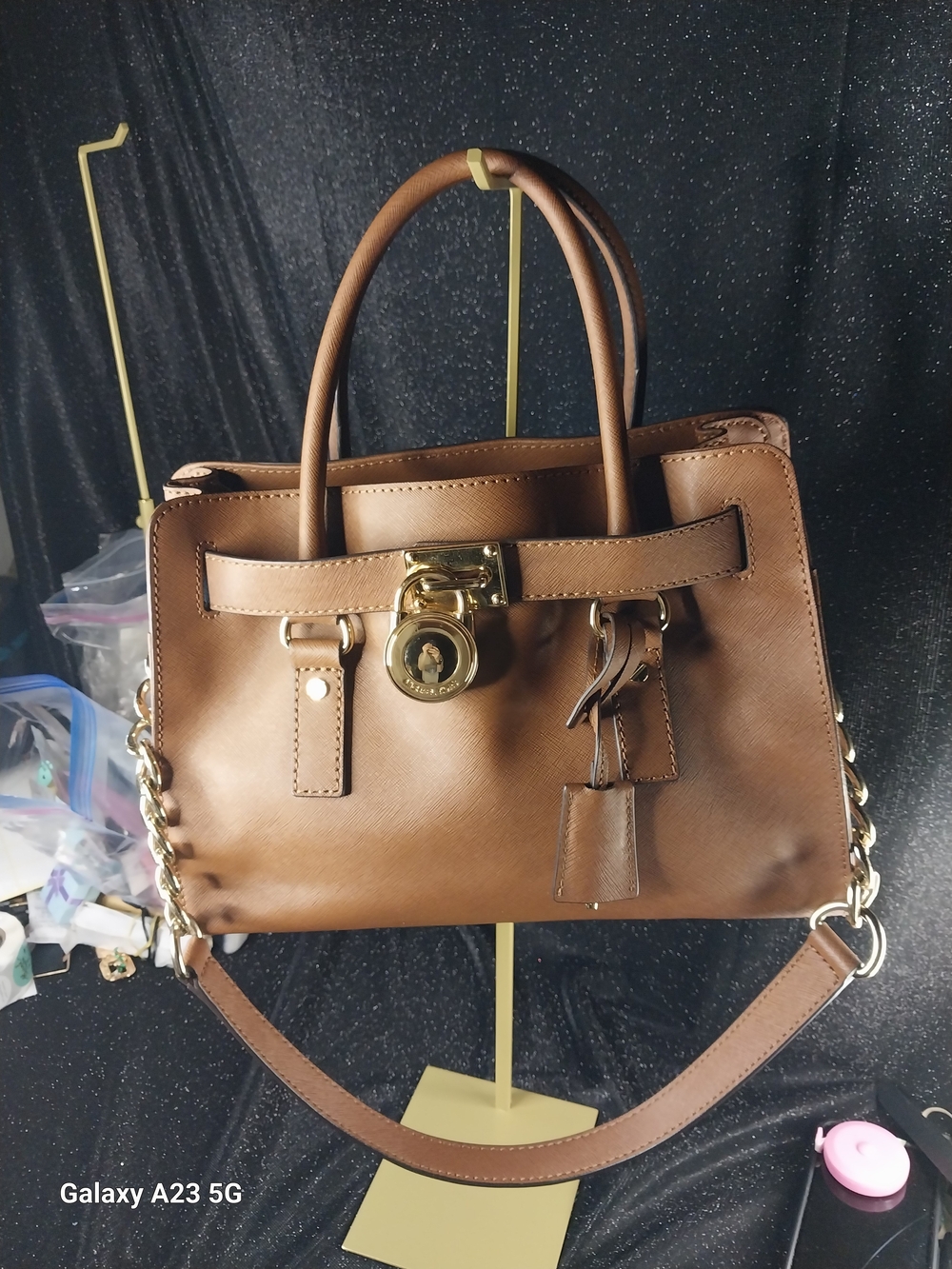 Michael Kors Hamilton Saffiano Leather Medium Satchel Brown Satchel